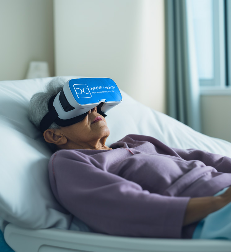 Elderly patient being hospitalised using virtual reality